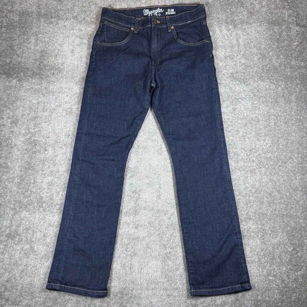 Wrangler Retro Jeans Men's 32x32 Blue Denim Slim Straight Western Cowboy Rodeo